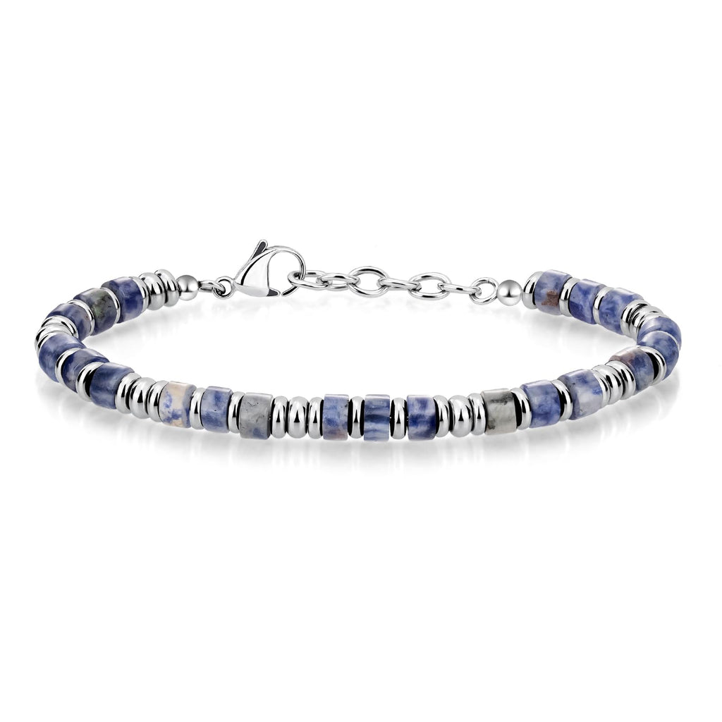 SIUMAL Mens Bracelet, Boho Stainless Steel Bracelets for Men, Beaded Bracelets, Jewelry Gifts for Husband, Father, Friends