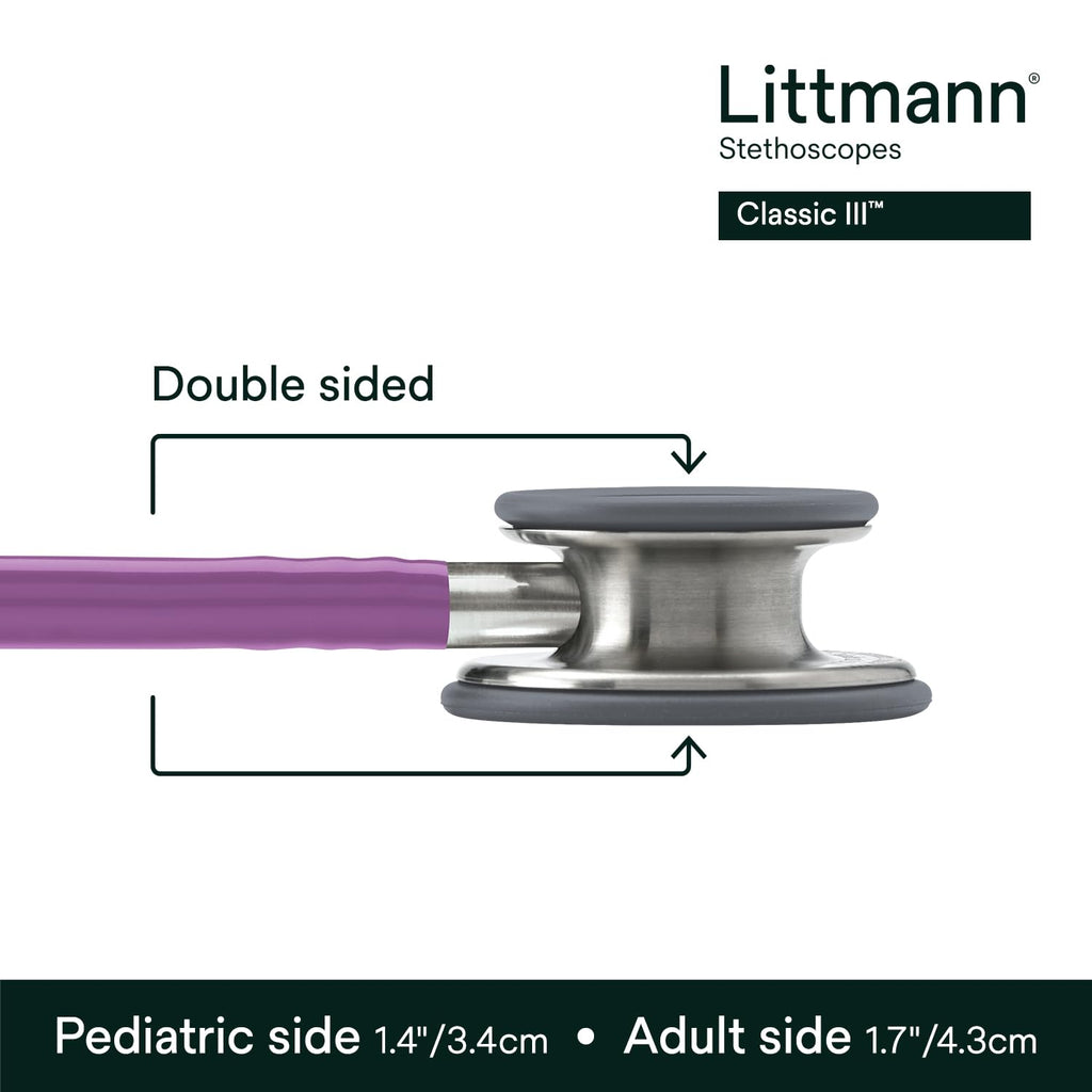 3M Littmann Classic III Monitoring Stethoscope, 5832, More Than 2X as Loud, Weighs Less, Stainless Steel Chestpiece, 27" Lavender Tube