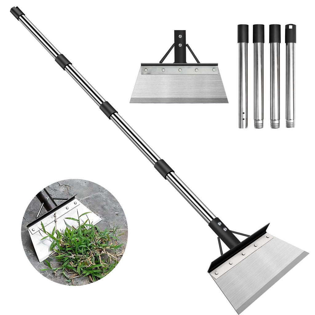 INCIKITI Multifunctional Garden Cleaning Shovel, Heavy Duty Steel Flat Shovel with 59" Adjustable Handle, Snow Ice Scraper, Outdoor Spade Tool for Weeding, Lawn Edging, Digging, Ice Removal