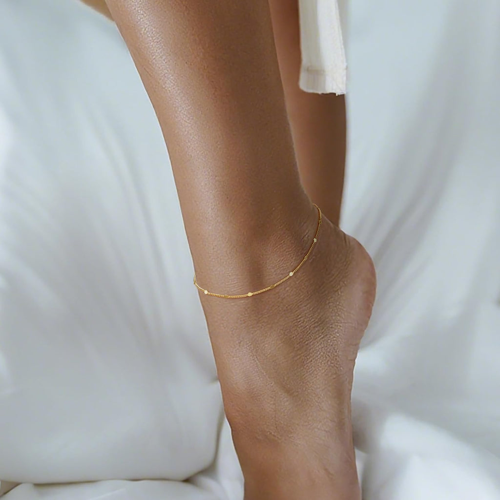 AOZELAN 14K Gold Anklets for Women Gold Ankle Bracelets for Women