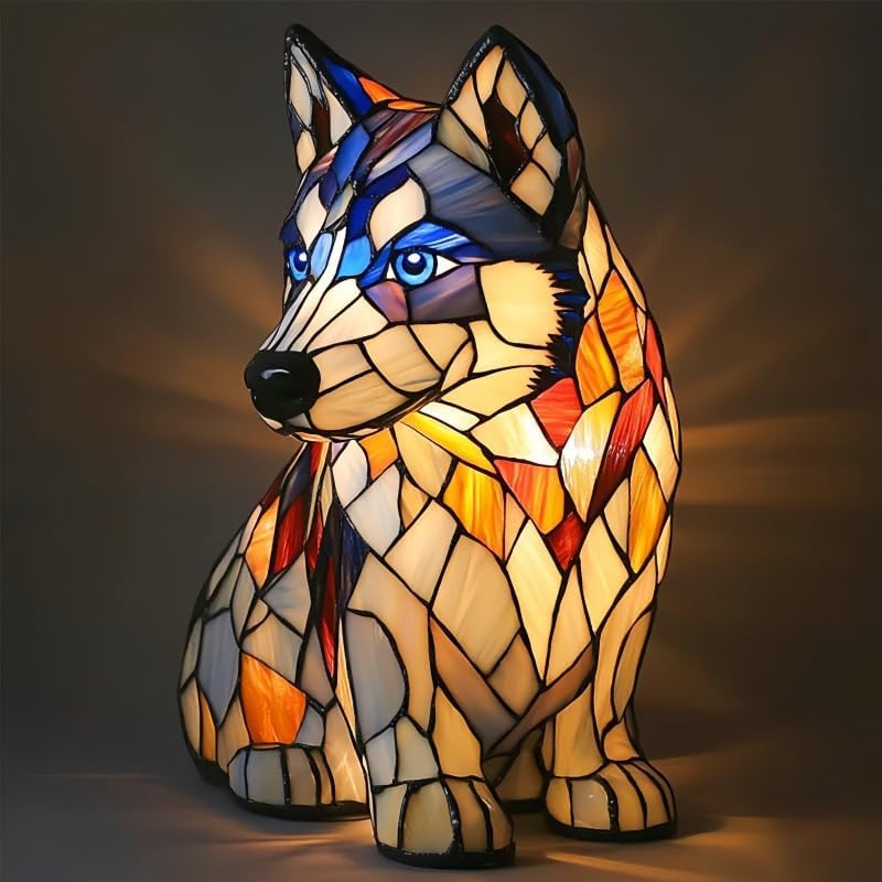 Fanyil Glowbuddy Dog Lamp - Dachshund Lamp, Dog Series Art Night Light, Stained Resin French Bulldog Tabletop Night Light, Cute Pet Dogs Themed LED Table Lamps, Unique Gifts (H)
