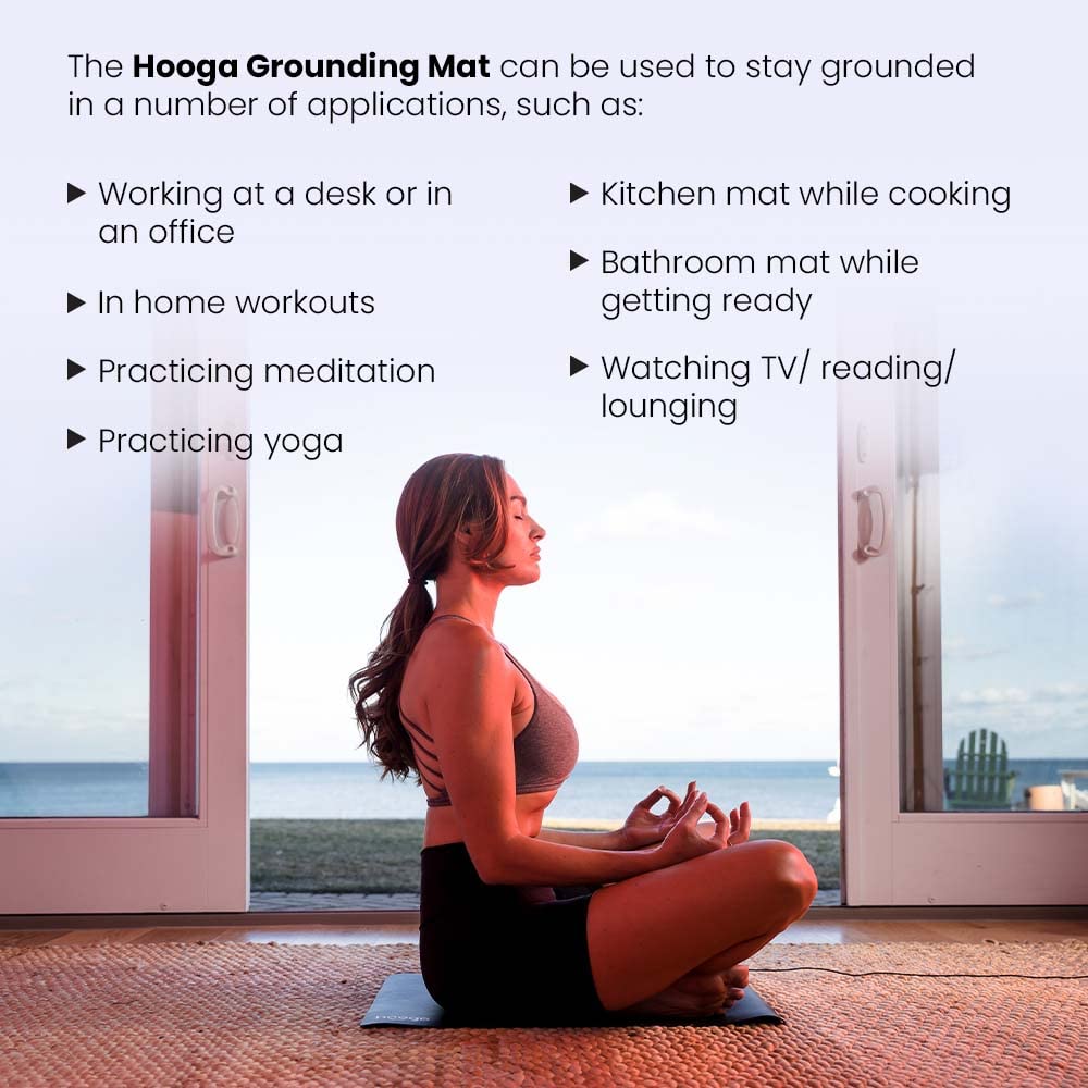 2 Pack Grounding Mat by Hooga. Large Universal Grounded Therapy Mat. Grounding Computer, Office, Meditation Mat. Home Use. EMF ESD Protection, Vegan Leather. May Improve Sleep, Inflammation, Energy.
