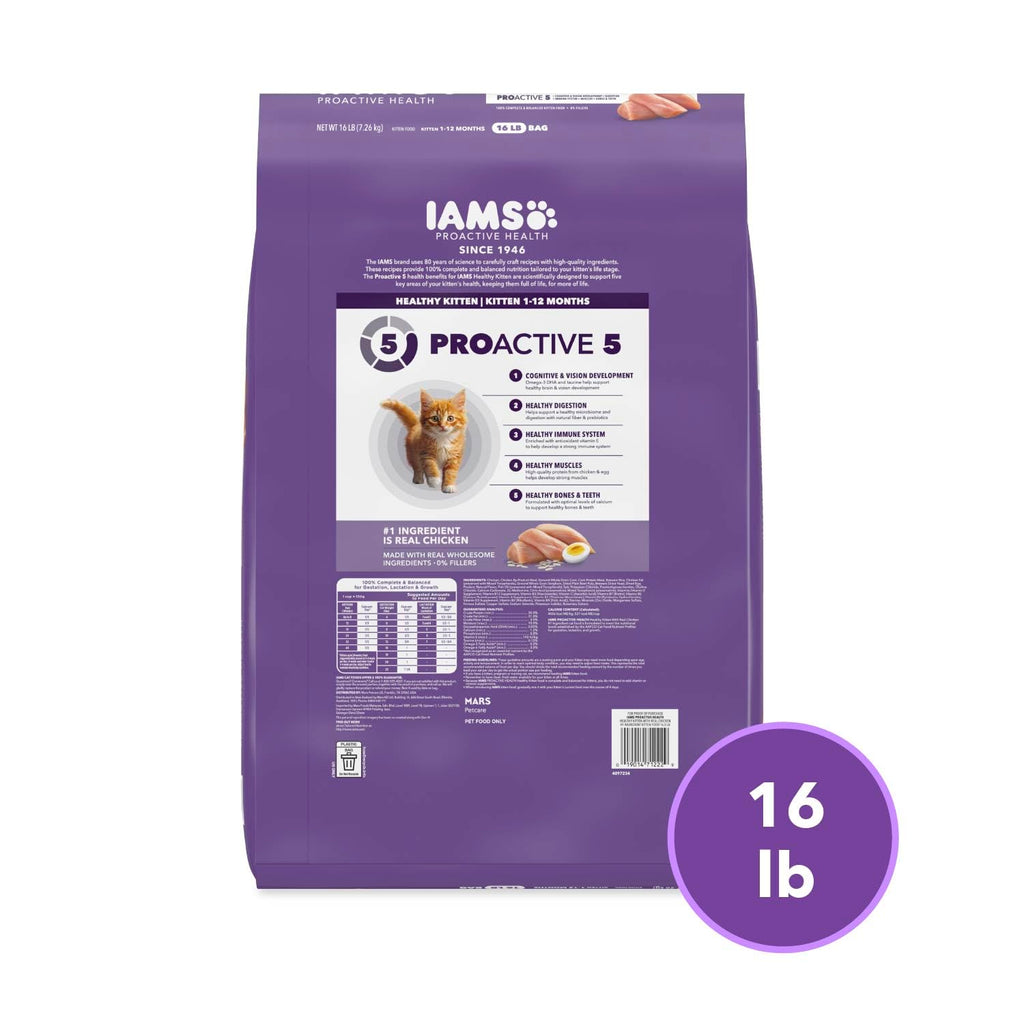 IAMS Proactive Health Healthy Kitten Dry Cat Food, Chicken, 16 lb
