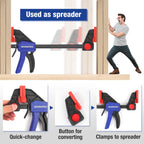 WORKPRO 12" Clamps for Woodworking 2-Pack, Quick-Release Wood Clamps/Spreader Light Duty, One Hand F Clamps 150 LBS Load Limit, Ideal for Woodworking and DIY Projects