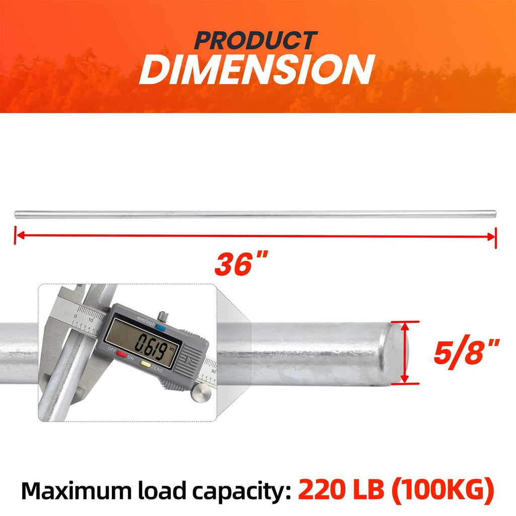 AR-PRO (2-Pack) 5/8” x 36” Zinc Plated Steel Rods Designed for Use as an Axle Shaft on Hand Trucks Dollies Wagons 4005BC Wheelbarrows