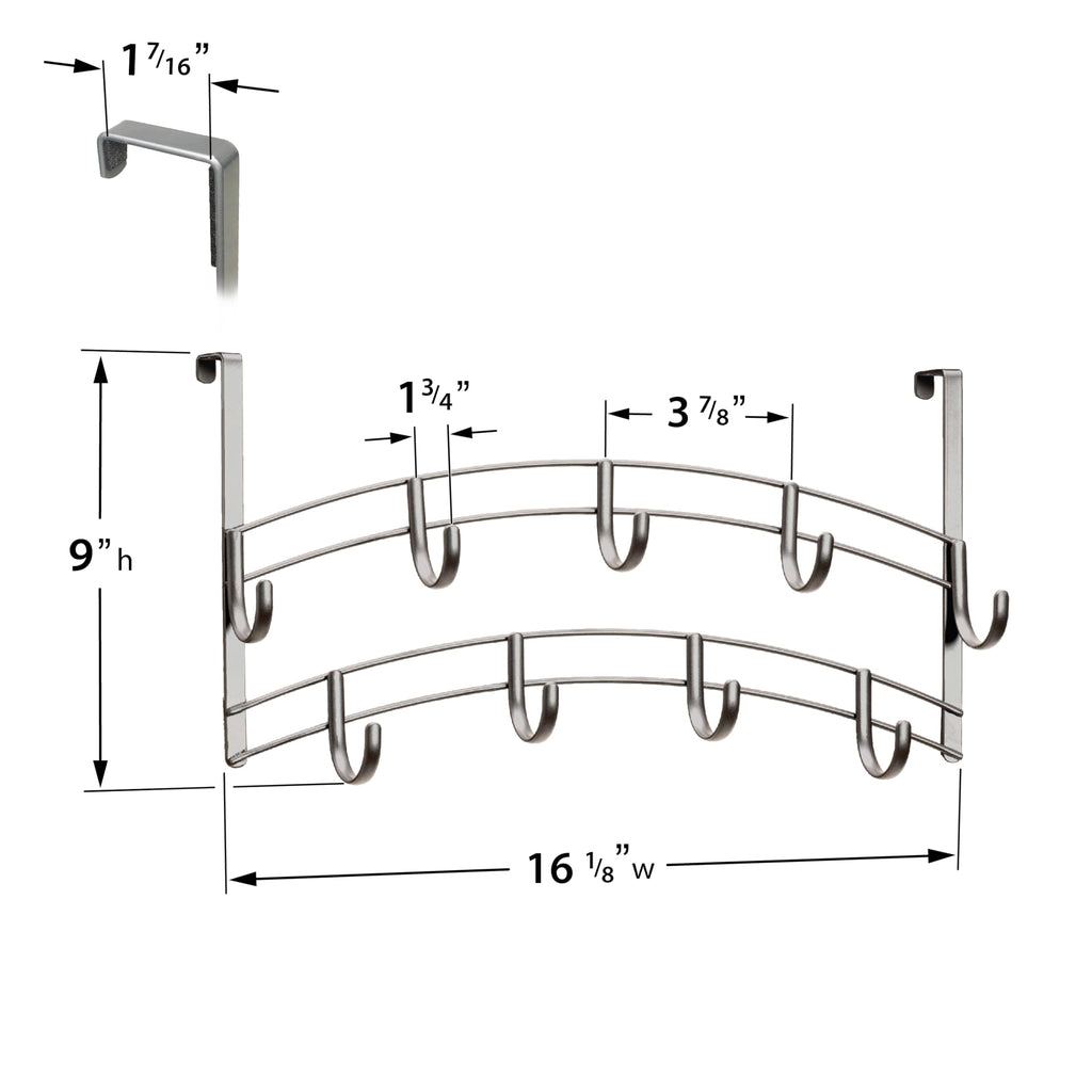 LYNK Professional® Home™ Over the Door Hooks - 9 Hook – Over the Door Coat Rack - Over the Door Hanger - Hanging Towels or Clothes - Bathroom, Bedroom, Laundry Room - Lifetime Ltd. Warranty, Platinum