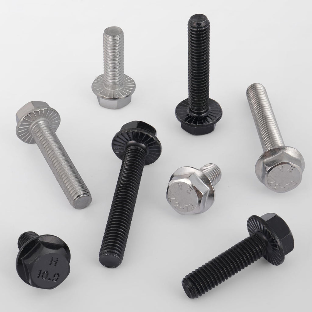 VGBUY M6-1.0 x 12mm Flanged Hex Head Bolts,External Flange Hex Drive Screws,Class 10.9 Black Zinc Plated,Alloy Steel,Full Coarse Thread,Pump,Fix Car,DIY Project(60Pcs)