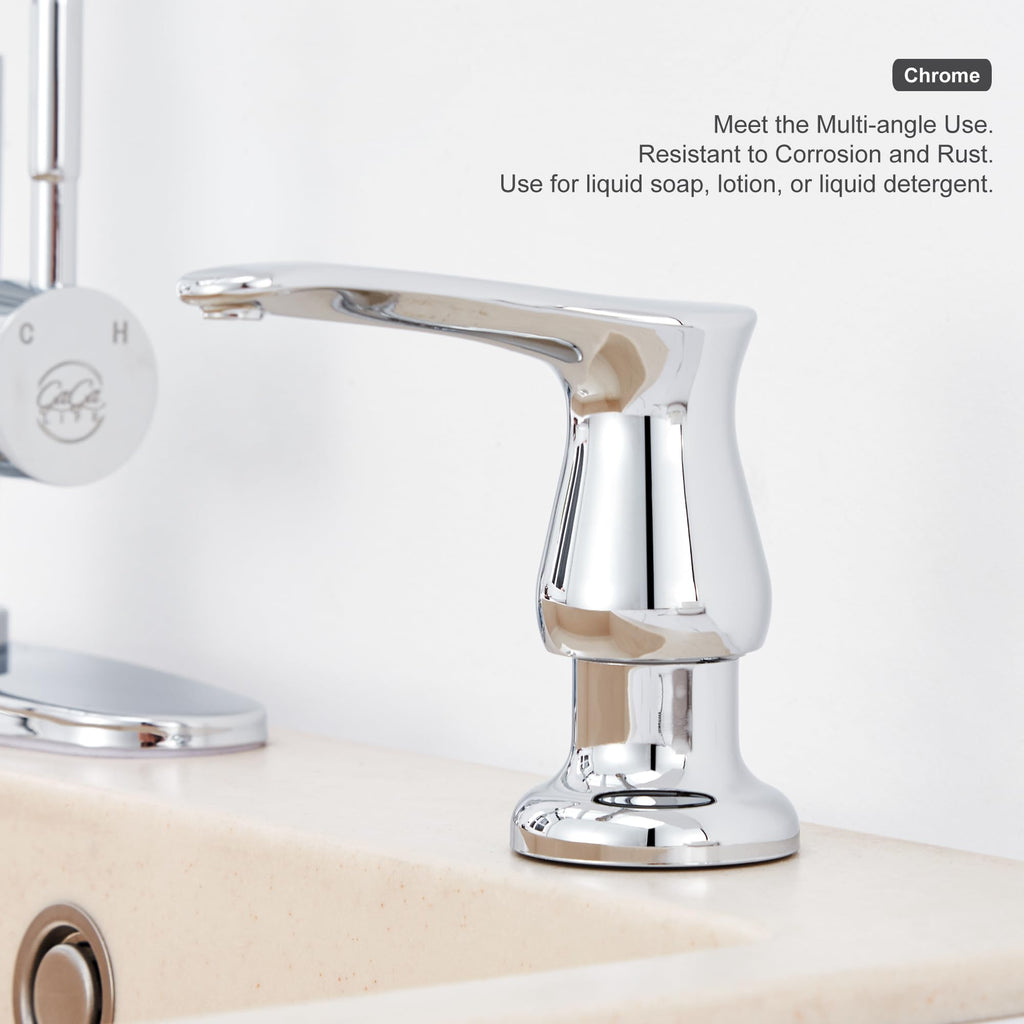 GAGALIFE Kitchen Sink Soap Dispenser Chrome, Built in Soap Dispenser with 17 OZ Bottle, Refill from The Top, Liquid Dispenser for Kitchen Sink