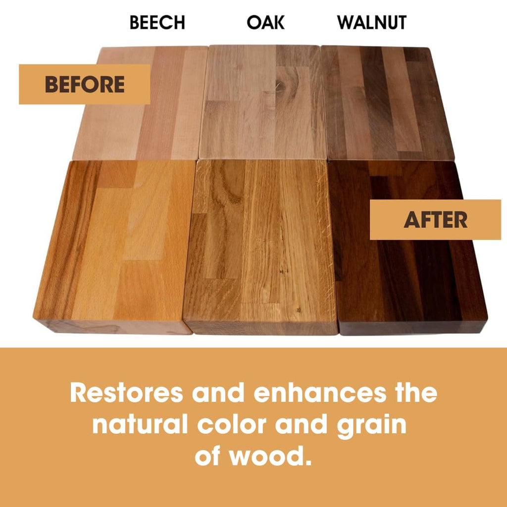 Furniture Clinic Danish Oil | Wood Care for Interior & Exterior Furniture | Restore, Seal & Protect Oak, Pine, Teak & More | Non-Toxic Natural Satin Finish | Repels Water, Stains, Dirt | 17oz/500ml