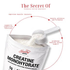HEARTHY FOODS Creatine Monohydrate Micronized Powder 500G - 100 Servings, 5000mg Per Serving (5g) - for Men & Women Muscle Growth & Recovery - UNFLAVORED