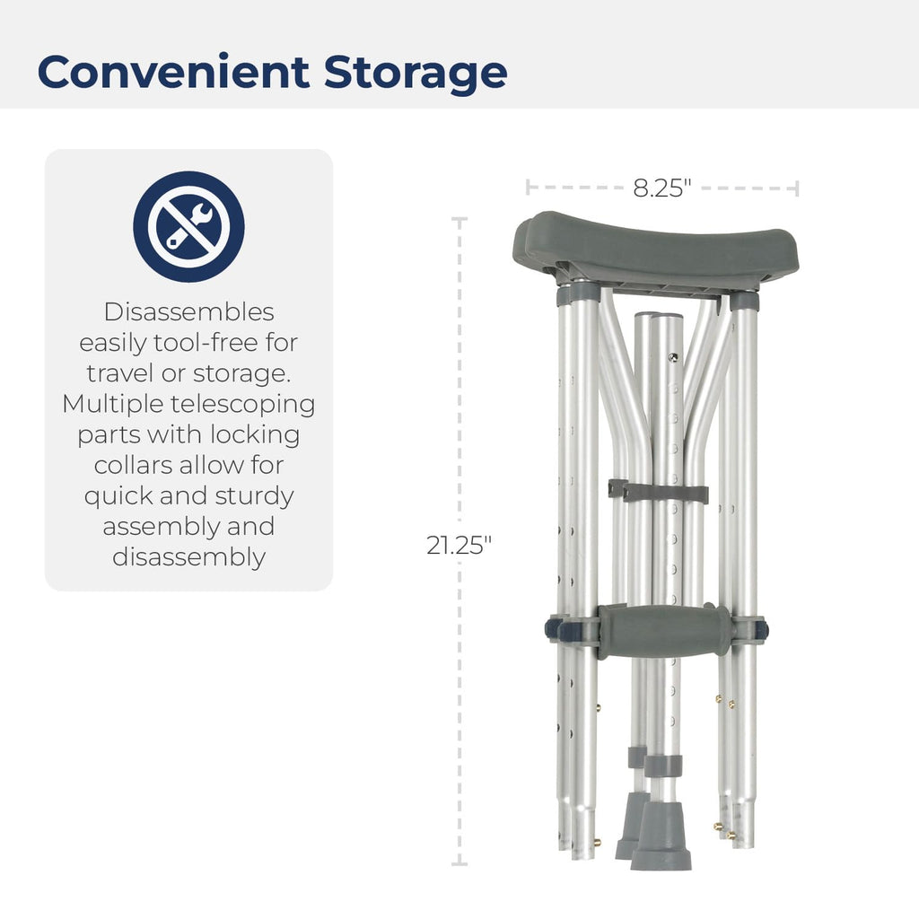 Drive Medical RTL10433 Adjustable Crutches for Walking, Silver