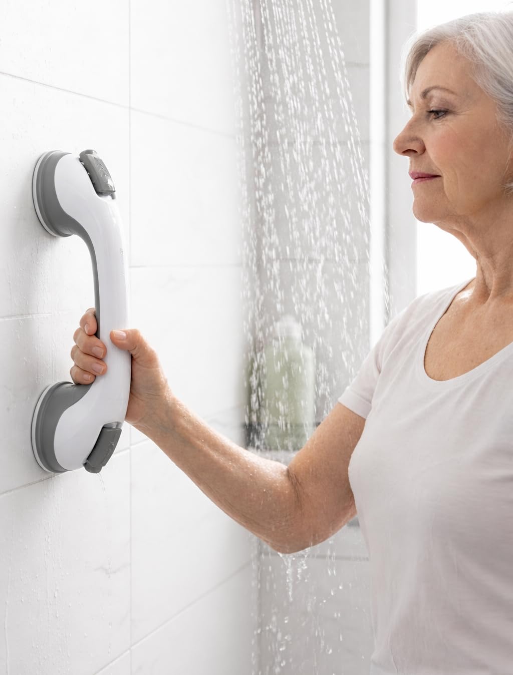 2 Pack Grab Bars for Bathtubs and Showers, Shower Handles for Elderly Seniors bar Safety 500 lbs Walls Handicap Heavy Duty Holder Hooks to Lift Large Tile Glass Suction Cups Tool