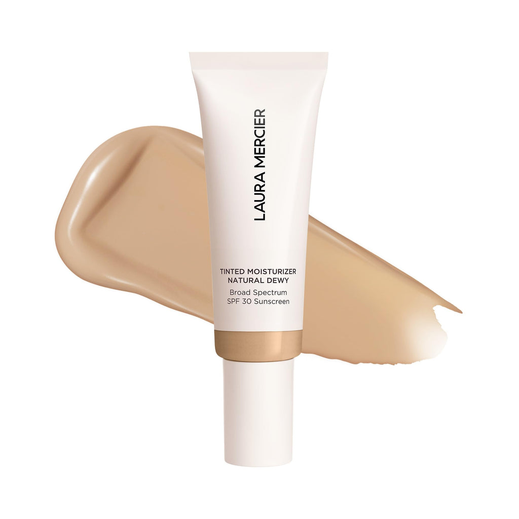 Laura Mercier Tinted Moisturizer Natural Dewy with SPF 30: 24HR+ Hydration, Long Lasting, Sheer to Light, Buildable Coverage, Dewy Finish, Improve Skin Tone and Texture, Skin Tint, Oak