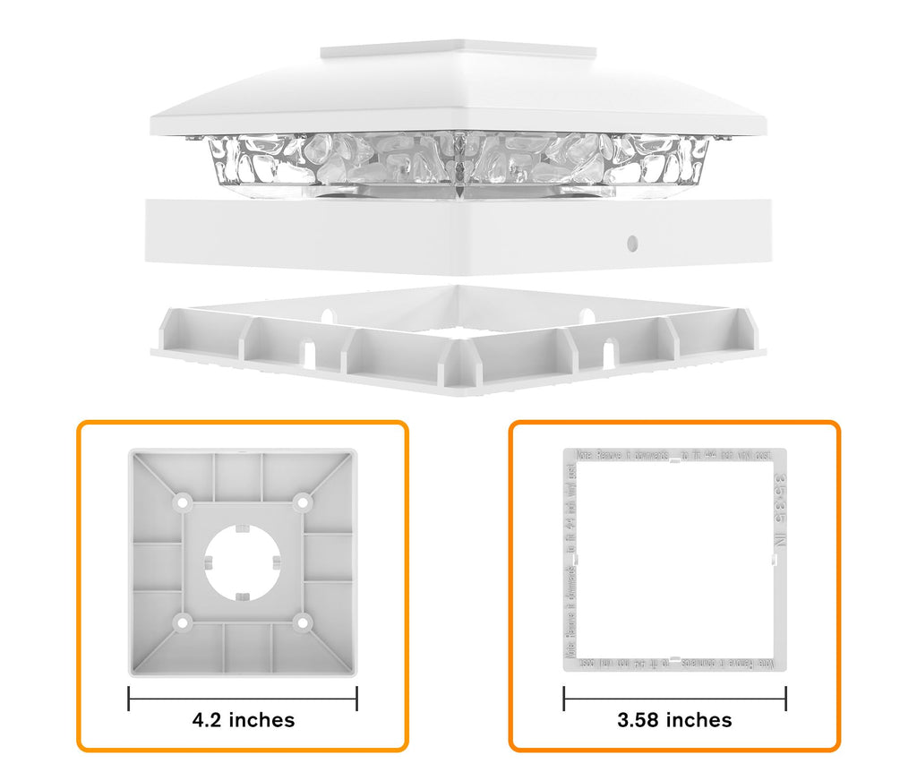 Solar Post Cap Lights Outdoor 16pack, White Waterproof Solar Powered Deck Fence Post Lights Fit 4x4 Wood/Vinyl Posts, Bright Warm White Solar Cap Light Decorate Deck, Patio, Porch, Fence