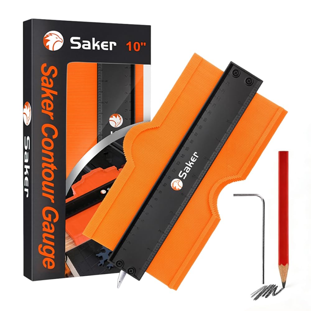 Saker Contour Gauge (10Inch) Profile Tool with Adjustable Lock,Fathers Day Gifts for Men Women Dad Boyfriend Husband-Precisely Copy Irregular Shape Duplicator-Cool Gadgets for Woodworking Tool Tracing