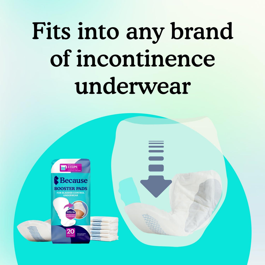 Because Overnight Booster Pads Fit All Adult Diapers, Helps Keep Your Adult Diaper Active All Night, Adds 4 Cups to Incontinence Underwear, Extra Absorbency, 180 Count (Packaging May Vary)
