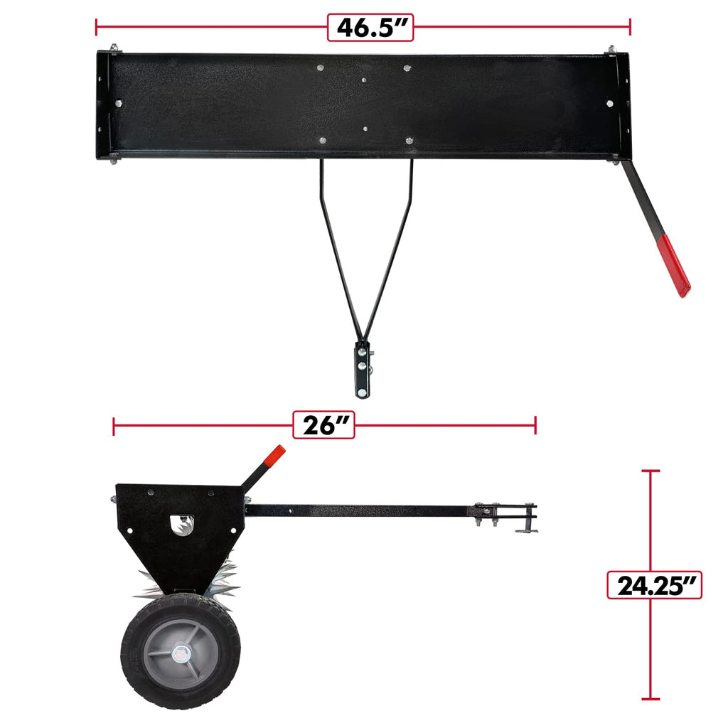 Brinly SAT2-40BH-P Tow Behind Spike Aerator with Transport Wheels, 40" - Carbon