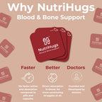 MedHugs NutriHugs Blood and Bone Support - Iron, Folate, Vitamin D3 and K2 - Fast-Dissolving Oral Thin Film Strips - Non-Constipating Iron - Vegan, Sugar-Free, Non-GMO - 30 Strips