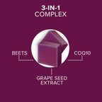 Qunol Beets Chews for Blood Pressure Support, 3 in 1 Beets + CoQ10 + Grape Seed Extract, Supports Healthy Blood Circulation & Heart Healthy Energy, 60 Chews