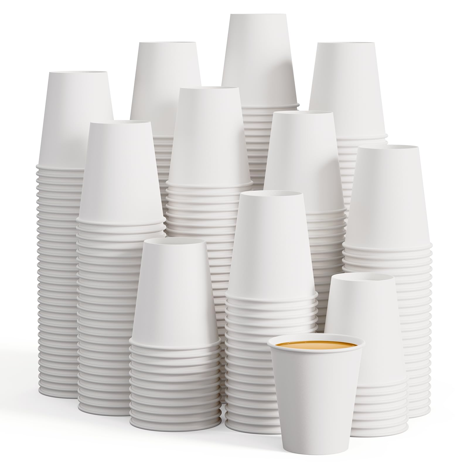 LITOPAK 400 Pack 8 oz Disposable Paper Coffee Cups, White Paper Hot Coffee Cups for Party, Picnic, Travel, and Events