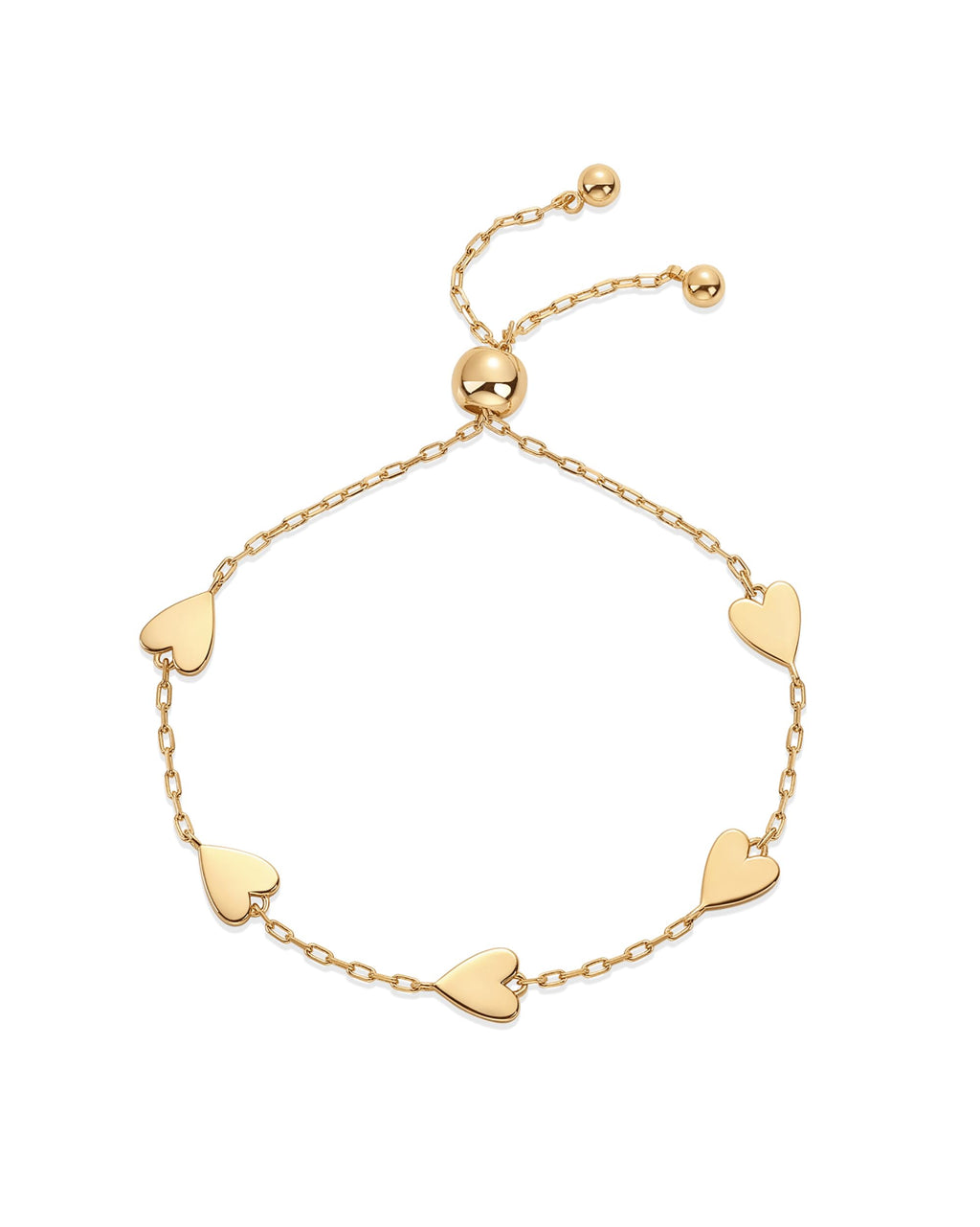 PAVOI Dainty Heart Adjustable Chain Bracelet, Yellow Gold