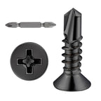 Wensilon（500pcs）#8×5/8”for Sheet Metal Self-Tapping Screws 410 Black Stainless Steel Flat Head High-Strength Quick self-Drilling Screws