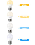 Refrigerator Light Bulb A15, 5W LED, 40W Equivalent, E26 120V, 5000K 6-Pack