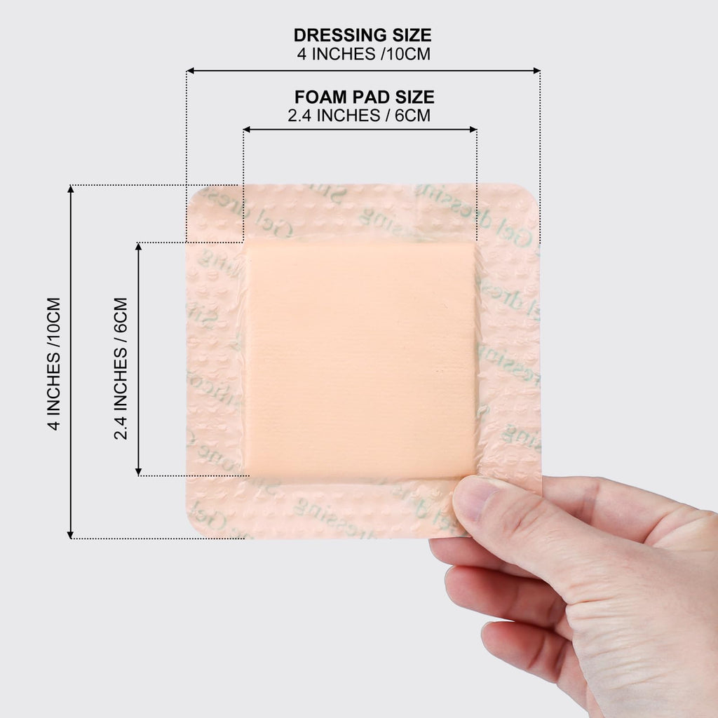 20Pcs Silicone Foam Dressing 4x4 Gentle Border, Waterproof Silicone Bandages for Wounds Care, Bed Sore Patches, Super Absorbent Wound Dressing, Self Adhesive Pressure Sore Pads