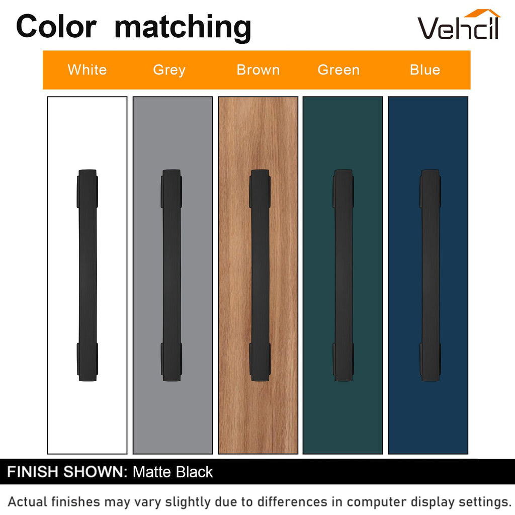 VEHCIL 20 Pack Square Matte Black Cabinet Pulls, 5 Inch(128mm) Hole Centers Kitchen Cabinet Handles Drawer Pulls Kitchen Hardware for Cabinets,Cupboard Closet Bathroom Dresser, Solid Zinc Alloy
