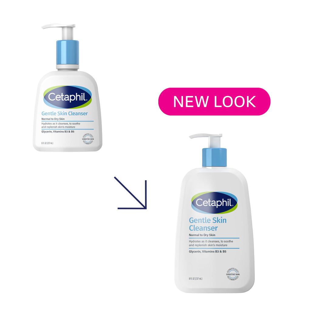 Cetaphil Face Wash, Hydrating Gentle Skin Cleanser for Dry to Normal Sensitive Skin, 8 oz, Pack of 3, Fragrance Free, Soap Free and Non-Foaming