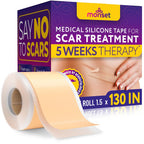 Silicone Scar Tape for Surgical Scars, Keloid, C-Section and More - Silicone Scar Sheets 130 x 1.5 inch - Effective Scar Treatment and Scar Removal for Face and Body - Silicone Tape for Scars