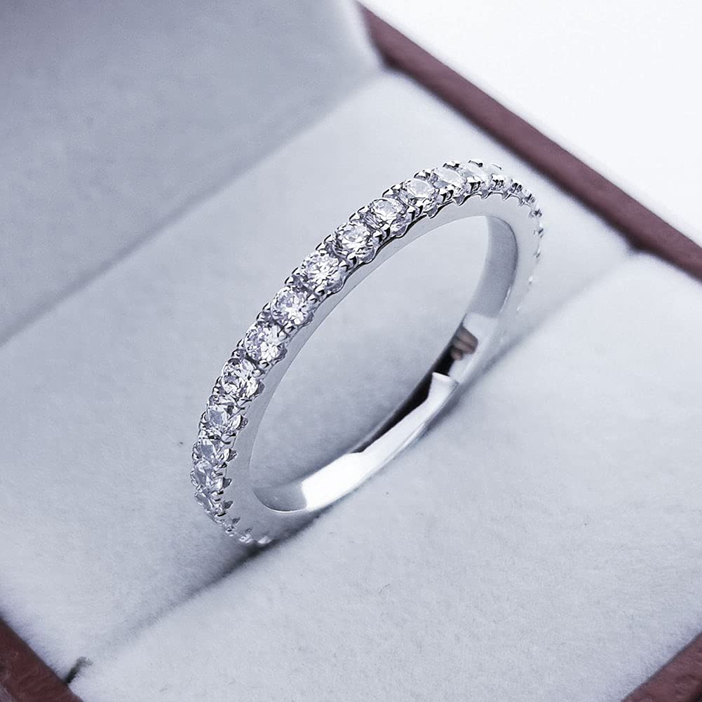 Bo.Dream 2.2mm Cubic Zirconia Wedding Eternity Band 925 Sterling Silver