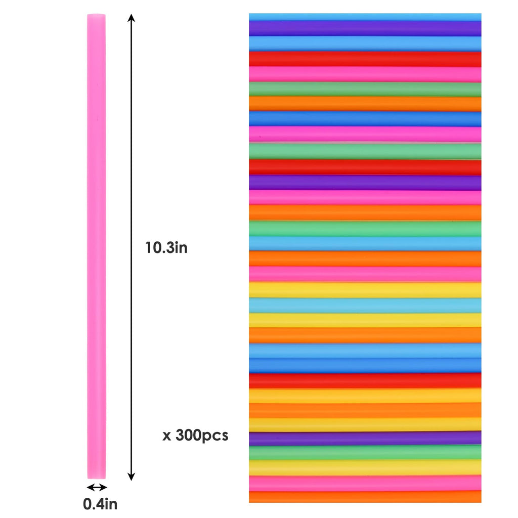 Tomnk 300 Pack Smoothie Straws, 10.3 Inches Straws Disposable, Drinking Straws Disposable in Assorted Bright Colors