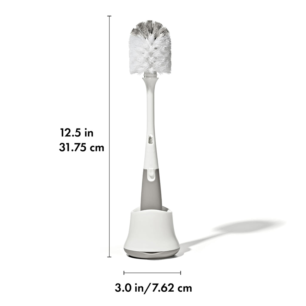 OXO Tot Baby Bottle Brush with Nipple Cleaner and Stand, Gray 2-Pack