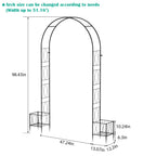 Garden Arch Arbor Trellis with Planter Boxes 8.2 Ft Metal Arch Trellis
