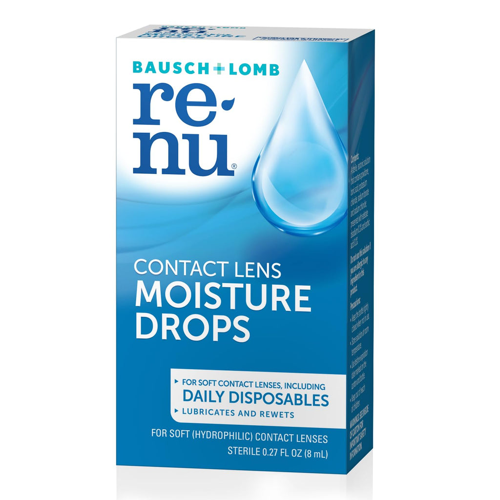Eye Drops by Renu, for Redness Relief and Dry Eyes, Lubricating and Rewetting Drops, 8 mL, (Pack of 4)