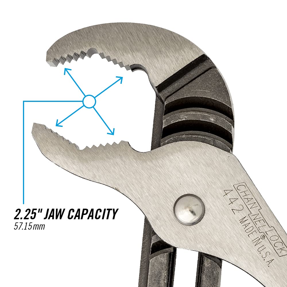 Channellock Tongue & Groove Plier 442 - V-Jaw, High Carbon Steel - 12 Inch