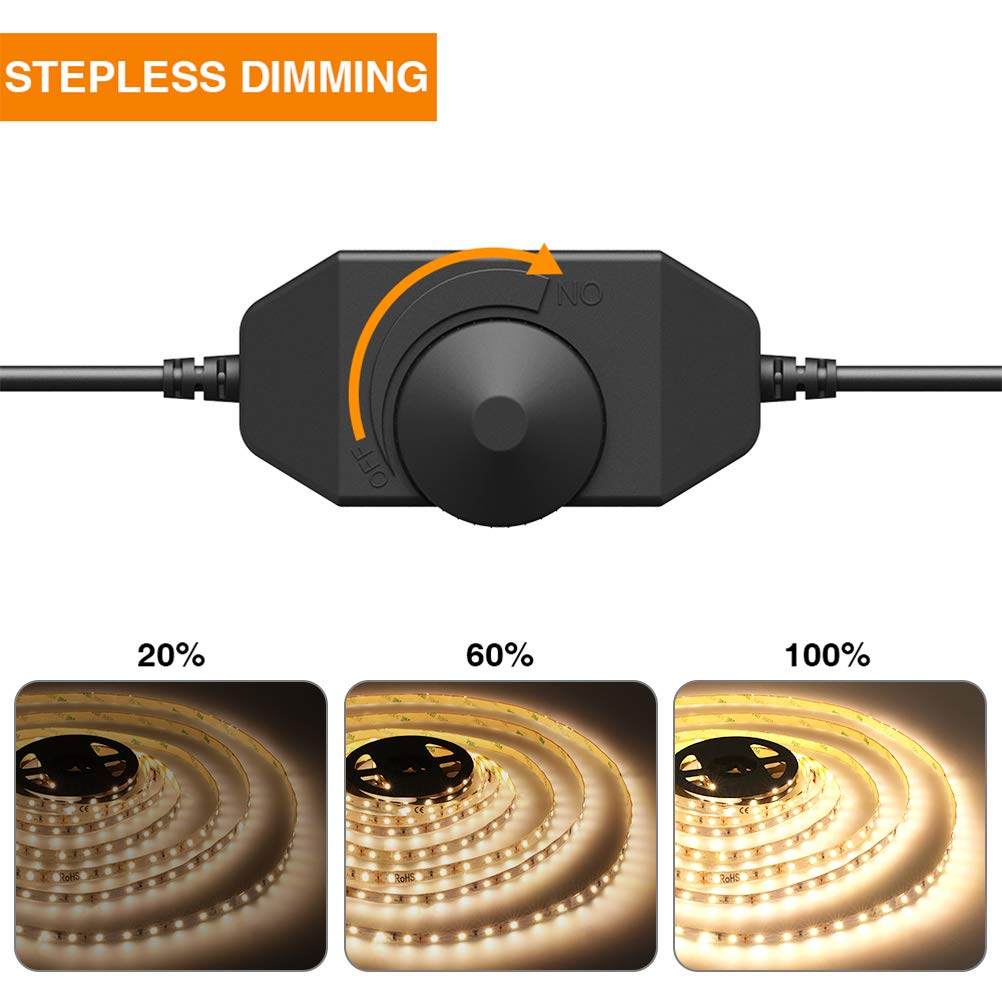 Warm LED Strip Lights,Onforu16.4ft Dimmable Strip Lighting,3000K 5m 12v Tape Light, 2835 LEDs Flexible Warm White Rope Light for Home,Kitchen,Under Cabinet,Bedroom, Christmas Decor, Non-Waterproof