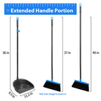 REEWII Broom and Dustpan Set ，Long Handle Broom with Upright Standing Dust pan for Indoor Outdoor Home Kitchen Office Floor Cleaning