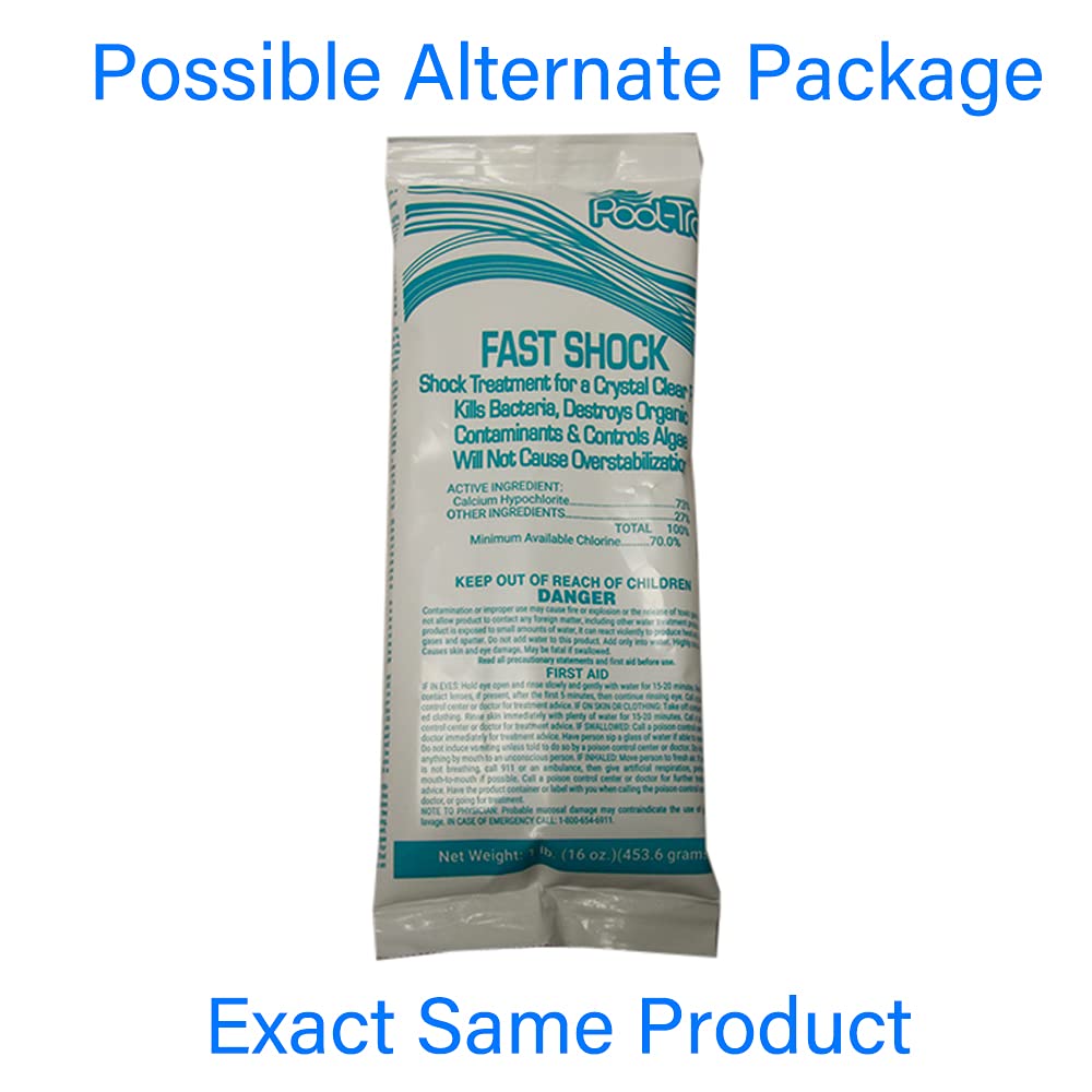 Rx Clear Mega Shock | 73% Calcium Hypochlorite | Kills Algae in Swimming Pools | Works As Pool Sanitizer Clarifier and Algicide | One Pound Bags | 6 Pack