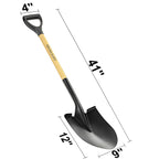 Shovel for Digging Round Point Garden 41 Inch D Wood Handle Steel Blade