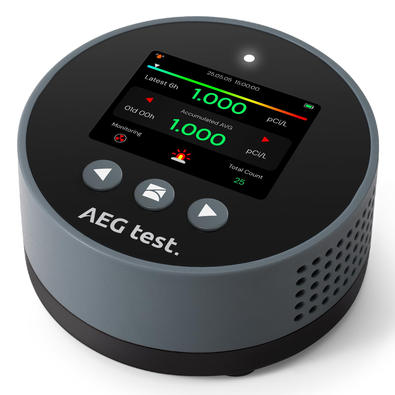 AEGTEST HOUND-1085 Radon Detector for Home, Basement & Nursery, Long-Term Continuous Radon Monitor for Family Lung Health, Rechargeable with 45-Day Battery Life, Audible/Visual Alarms, pCi/L or Bq/m³
