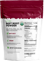 Kate Naturals Organic Beet Root Powder for Smoothies, Baking & Juice. Raw Beetroot Superfood & Natural Red Food Coloring (12oz, Non-GMO, Earthy Flavor)