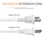 6FT 2 Prong White Slender Short Extension Cord, 18AWG NISPT-2 10A 125V Polarized Plug - Indoor Small Single Power Cord Wire for Christmas Lights, Behind TV/Couch, Home Office Use (2 Pack)
