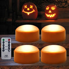 HOME MOST 4-Pack Halloween LED Pumpkin Lights Battery Operated - Orange Pumpkin Lights with Timer and Remote Halloween Decor - Jack-O-Lantern Decoration Outdoor