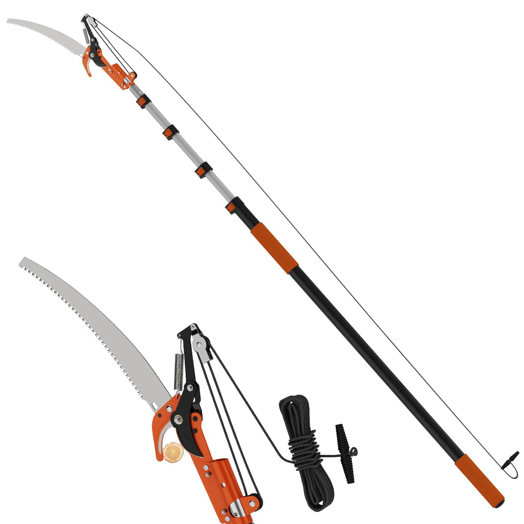LAANPOLE 26FT Reach Tree Trimmer, Manual Pole Saw with 5-20FT Extension Pole, Tree Pruner Extendable for High Tree Branch Trimming Pruning Cutting