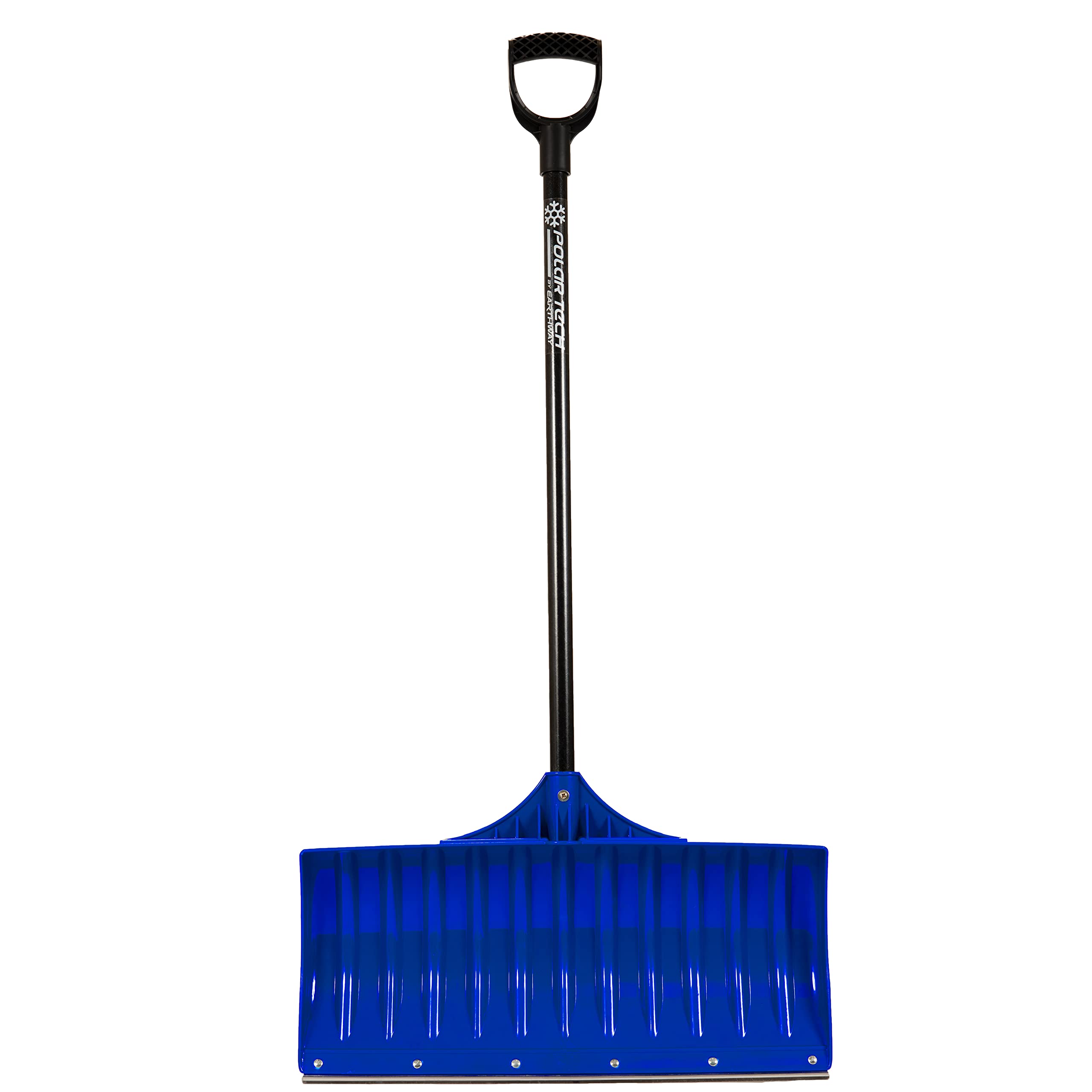 EarthWay Polar Tech 90026 Snow Shovel for Driveway - 26 Inch Blue Shovel with High Impact ABS Resin, Galvanized Metal Edge, Long Fiberglass Handle, Ergonomic D Handle, Quick Assembly