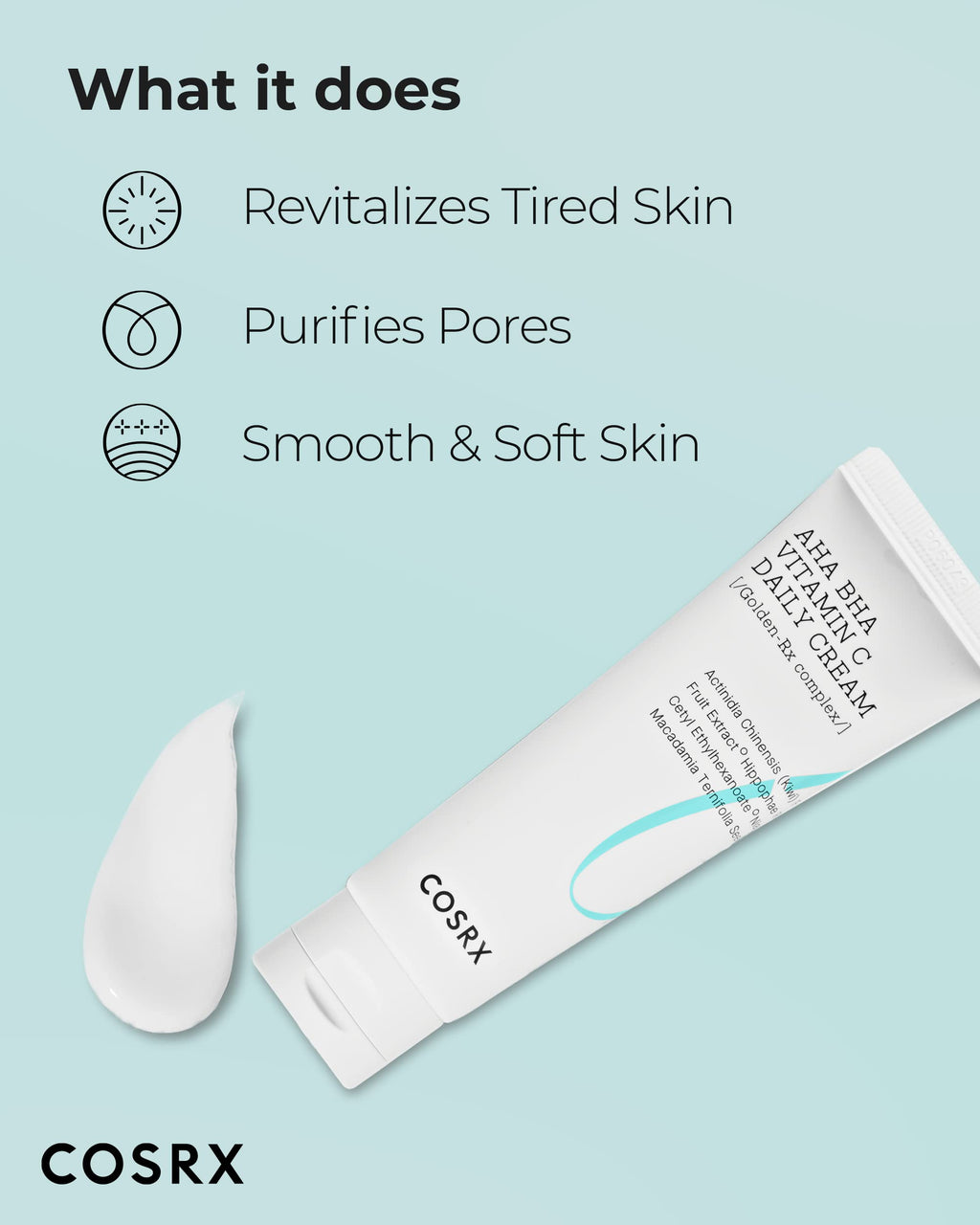 COSRX AHA BHA VITAMIN C Daily Cream 1.69 fl. oz 50 ml, Face Cream, Anti Aging, Plumping Skin, Natural, Fruit, Korean Skin Care