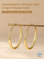 KeyStyle Large Gold Hoop Earrings for Women,5 mm Thick Big Hoop Earrings