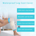SUPERNIGHT Waterproof Knee Cast Cover for Shower, Adult PICC Line Covers for Knee, Watertight Reusable Cast Protector for Leg Surgeries Wound Bandage Black (Adult knee Blue)